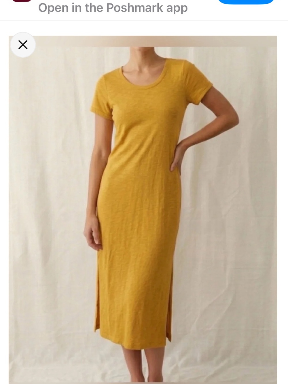 Medium Jessica Simpson Mustard Yellow Short-Sleeve Midi Dress